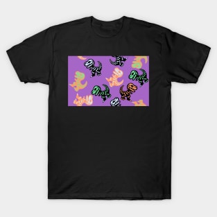 Skeleton T-Rex on Purple T-Shirt